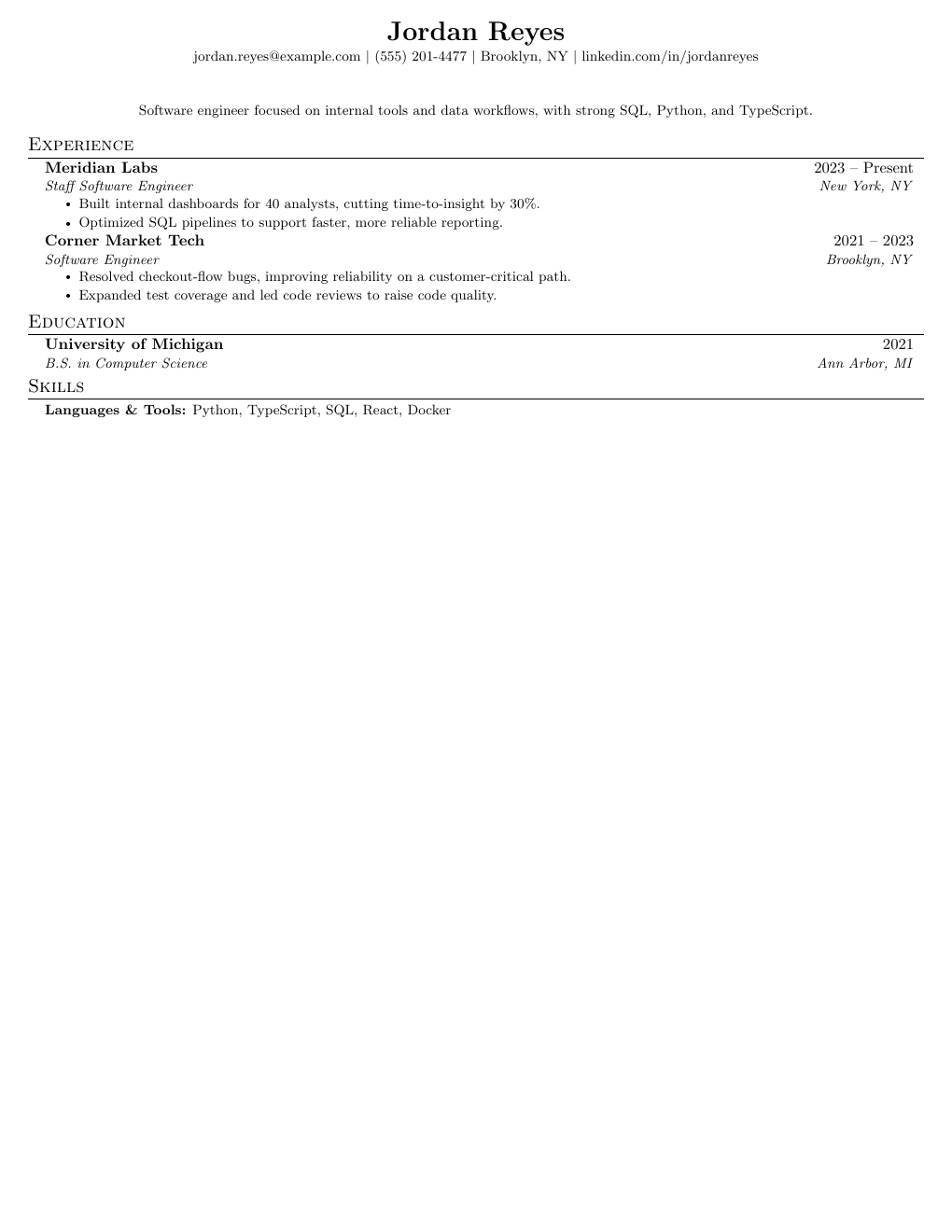 The Compact resume template